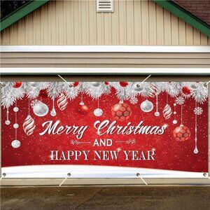Christmas Garage Door Banner 6 x 13 ft Large Merry Christmas Backdrop Decor